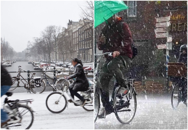 Galimybės: Nyderlandų miestuose sukurta dviračių kelių infrastruktūra patogi minti pedalus bet kokiu oru.