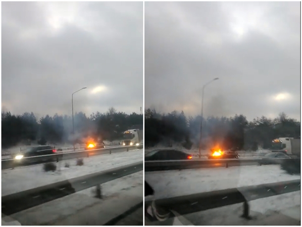 Vilniuje atvira liepsna degė BMW