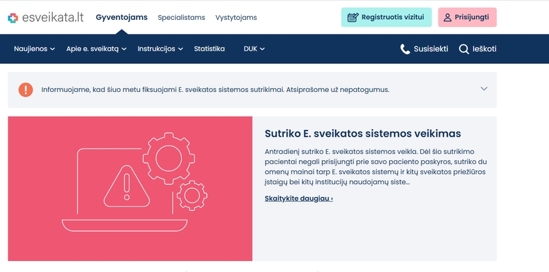 Sutriko e. sveikatos sistemos veikla