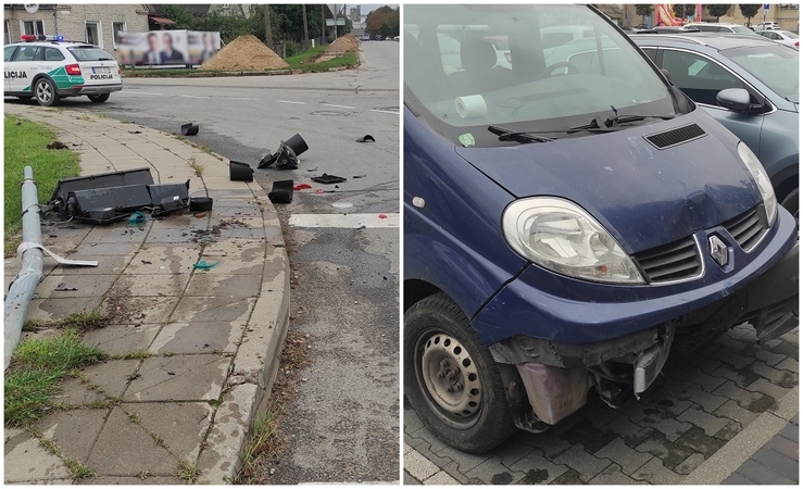 Girti darbuotojai bendrovės mikroautobusu taranavo stulpą ir svetimą automobilį