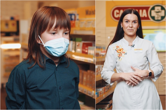 Vaistininkė parodė, kaip paprastai ir greitai medicininę kaukę pritaikyti vaikui