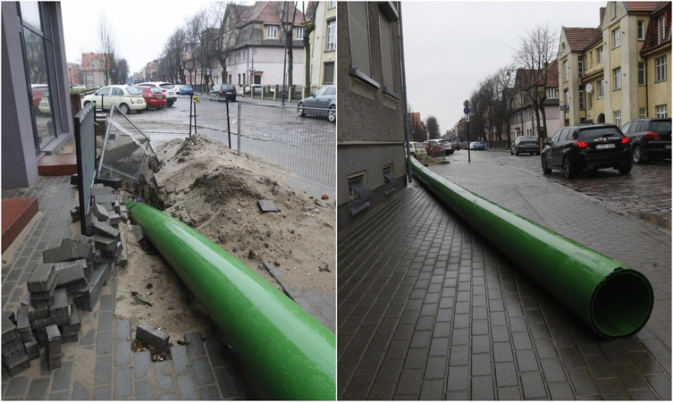 Klaipėdiečiai stebisi nesikeičiančiu vaizdu: kodėl nuo kelio nepatraukiamas vamzdis?