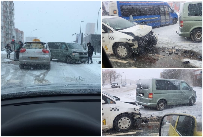 Judrioje Klaipėdos sankryžoje – stipri avarija: taksi automobilis rėžėsi į mikroautobusą