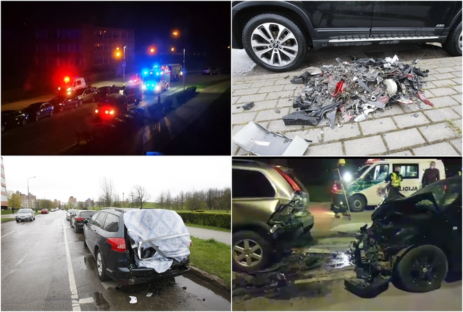 I. Simonaitytės gatvės gyventojus prikėlė trenksmas: „Lexus“ rėžėsi į virtinę nakčiai paliktų mašinų