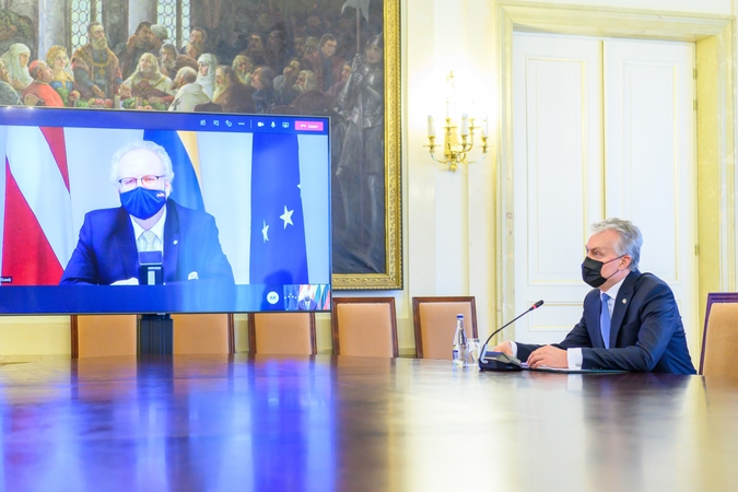Latvijos ir Lietuvos vadovų pokalbis: aptarti vakcinavimo, Baltarusijos klausimai