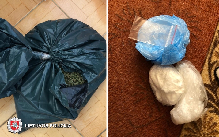 Smūgis narkotikų platintojams: rastas kokainas ir kanapės skaičiuojami kilogramais