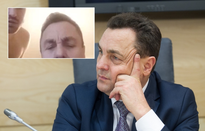 Internetas ūžia: per nuotolinį posėdį šalia P. Gražulio pasirodė pusnuogis vyras
