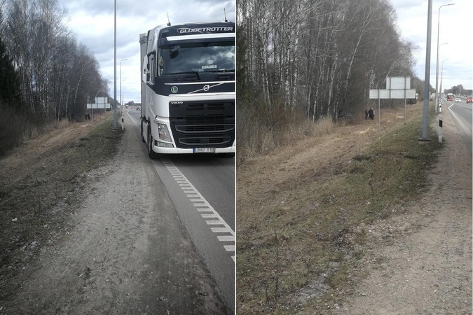 Netoli Kauno vilkikas nubloškė BMW į griovį – šis nuo smūgio dar rėžėsi į medį