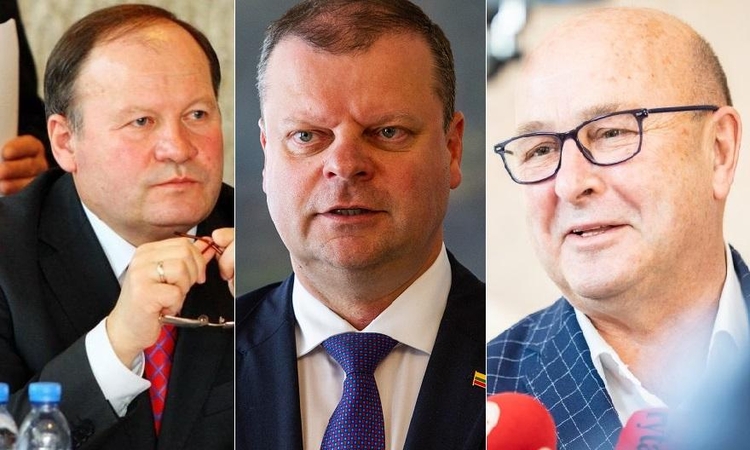 Valerijus Makūnas (iš kairės), Saulius Skvernelis, Visvaldas Matijošaitis