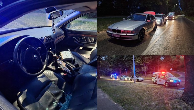 Nakties gaudynės: aštuonių policijos ekipažų persekiotas girtas BMW vairuotojas trauktas laukan jėga