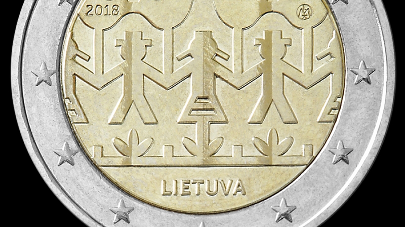Išleidžiama nauja 2 eurų moneta, skirta Dainų šventei