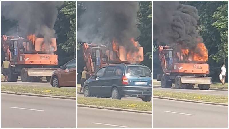 K. Baršausko gatvėje ekskavatorius virto fakelu 