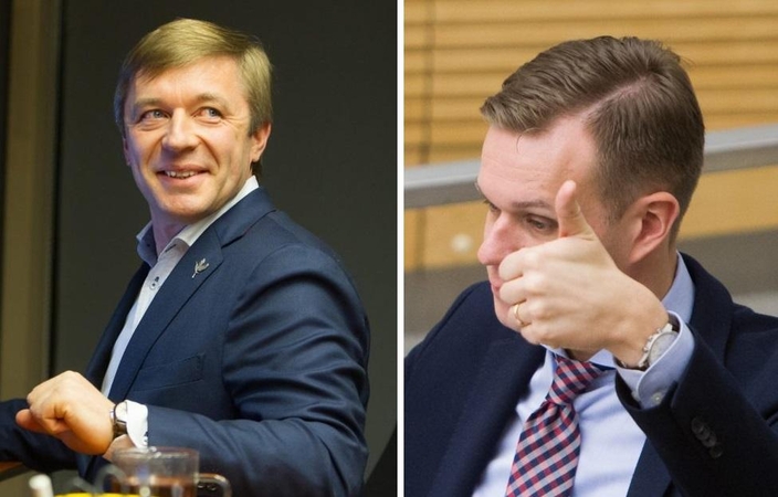 Ramūnas Karbauskis (kairėje) ir Gabrielius Landsbergis