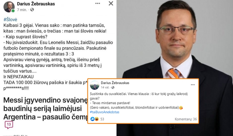 Nepasimokė: D. Žebrauskas feisbuke vėl laido „medinius“ juokelius