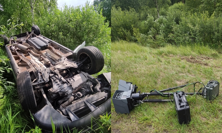 Trikojį pamatęs vairuotojas „kirto per stabdžius“: automobilis vertėsi, matuoklis – sudaužytas
