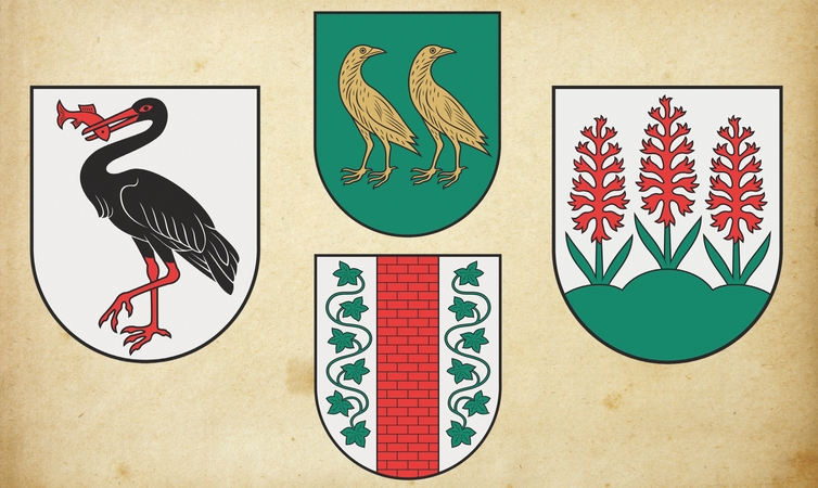 Šiuolaikinės bendruomenės norą gyventi švarioje aplinkoje simbolizuoja ir Kauno rajono miestelių herbai, kuriuose į Raudonąją knygą įrašyti paukščiai ar augalai: Neveronių - juodasis gandras, Užliedžių – griežlė, Linksmakalnio – gegužraibė, Rokų – gebenė.