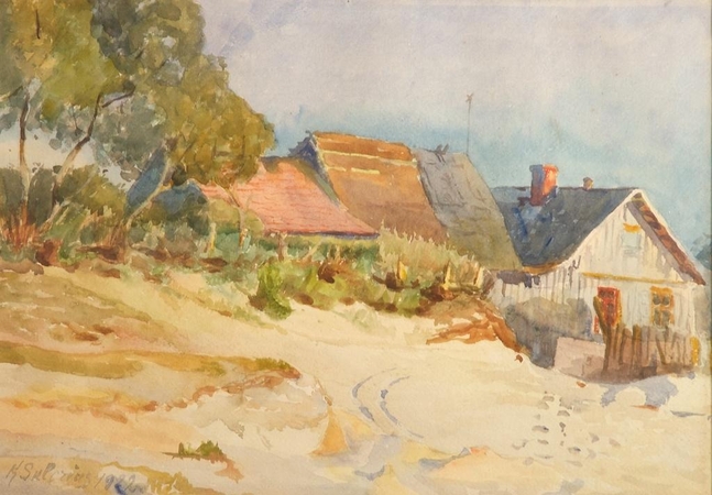 K.Sklėriaus „Peizažas su pajūrio sodyba“ (1922).