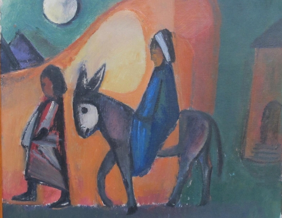 P.Domšaičio paveikslo „Bėgimas į Egiptą“ (1952) fragmentas.