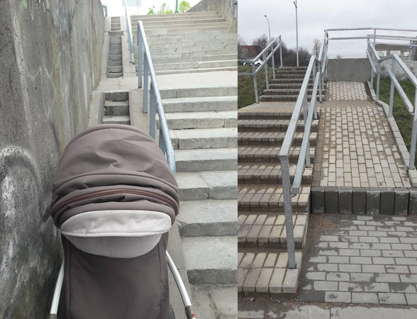 Rūpestis: klaipėdietės mamos skundžiasi, jog mieste trūksta vežimėliams pritaikytų nuovažų.