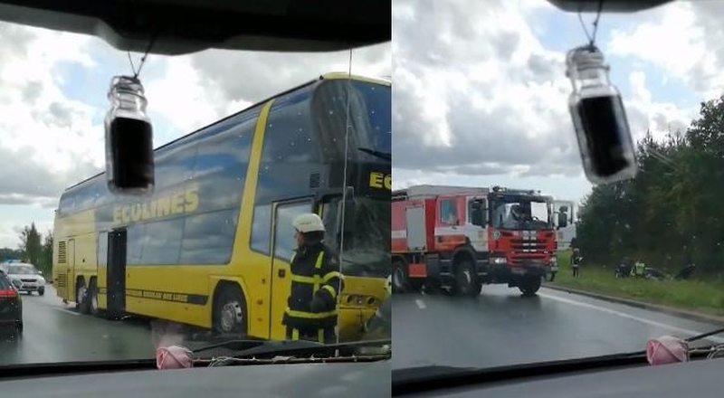 Autobusas susidūrė su lengvuoju automobiliu