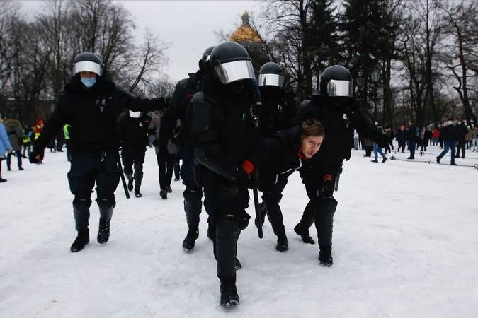 Rusijoje per A. Navalno šalininkų protestus policija sulaikė per 2,5 tūkst. žmonių