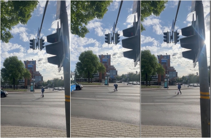 Sustabdė: judrioje sankryžoje keistai besielgiantis pilietis sulaukė vairuotojų dėmesio.
