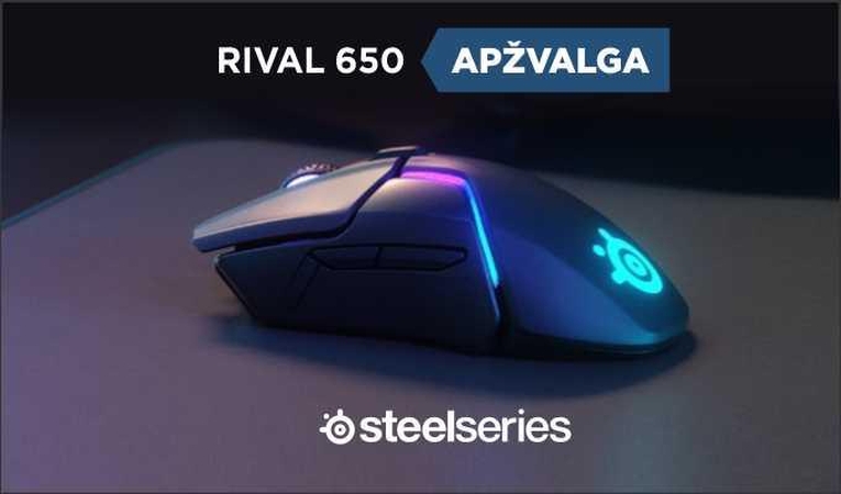 Belaidės pelės „SteelSeries Rival 650“ apžvalga