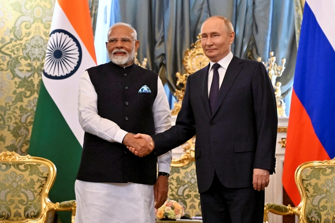  Narendra Modi ir Vladimiras Putinas