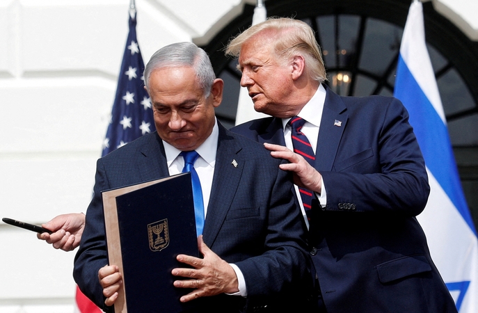 Benjaminas Netanyahu ir Donaldas Trumpas
