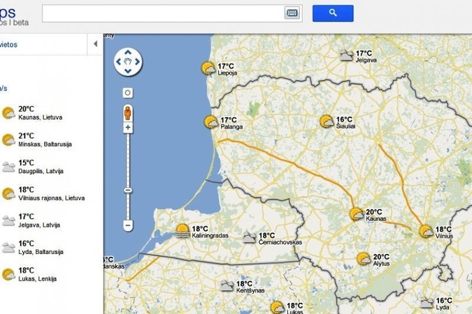 „Google Maps” – orų prognozės visam pasauliui