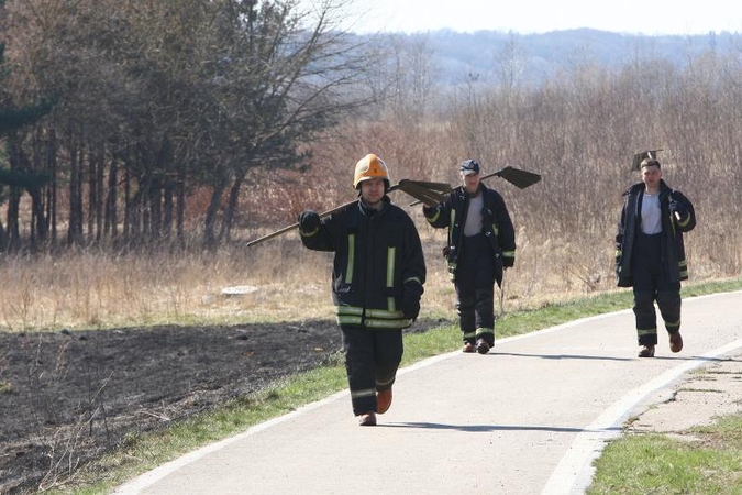 Ugniagesiai per praėjusį savaitgalį 31 kartą gesino degančią žolę 