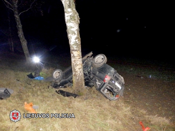 Vilkaviškio rajone automobilis trenkėsi į medį, žuvo vairuotojas
